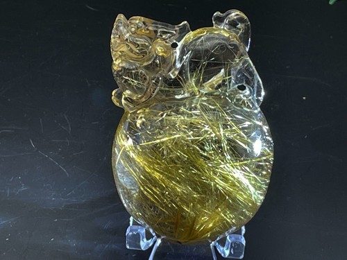 Rutilated Crystal Pixiu Crystal Carved Handmade Jewelry E085564 - Bild 6 von 7