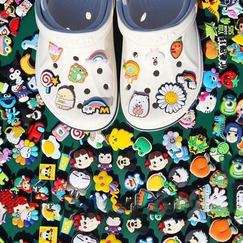 Mixed 100Pcs Random Cartoon Cute PVC Shoes Charms Decor For Croc And Jibbitz