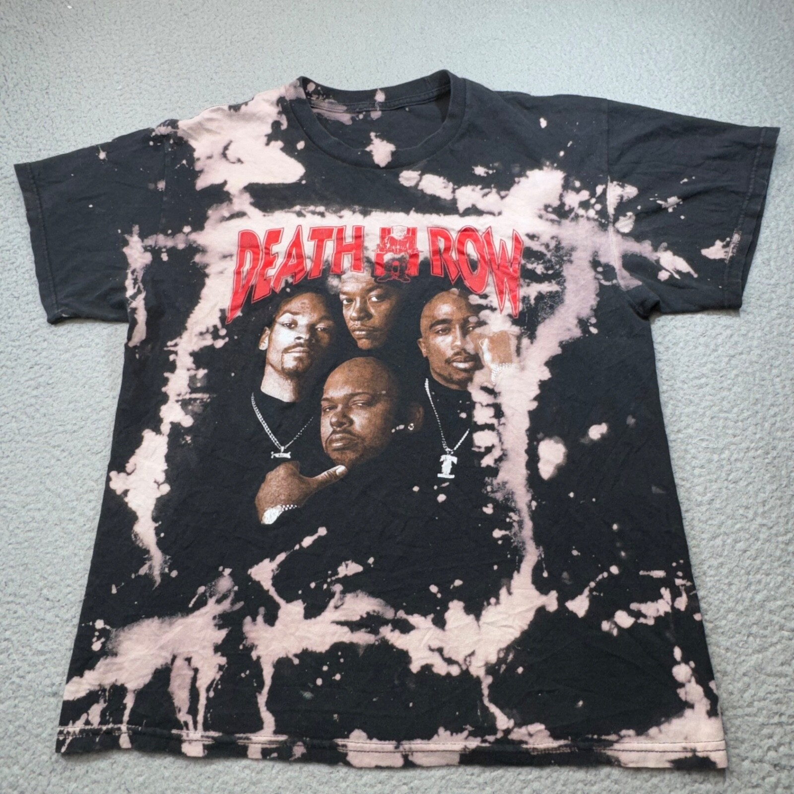 FILA Camicia Death Row Records uomo media nera Tupac Dre Snoop Suge rap hip hop candeggina