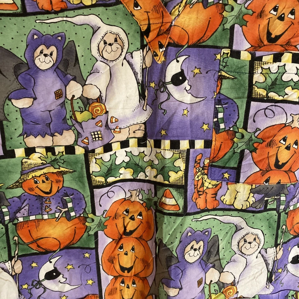 Peaches Scrub Top Medical Uniform Halloween Cats Large - Image 4 of 4