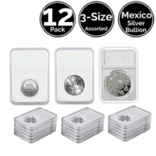 12 Pk 3 Size Assorted Slab Coin Snap Holder 4 Mexico 1/2 Oz 1 Oz Silver Libertad