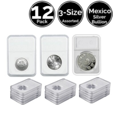 12 Pk 3 Size Assorted Slab Coin Snap Holder 4 Mexico 1/2 Oz 1 Oz Silver Libertad