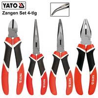 4-Tlg Zangenset Zangen Kombizange Spitzzange Seitenschneider Flachrundzange Set