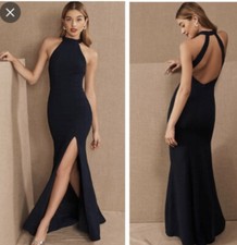 Anthropologie x BHLDN Serephina Crepe Maxi Dress Size 14 Navy Blue