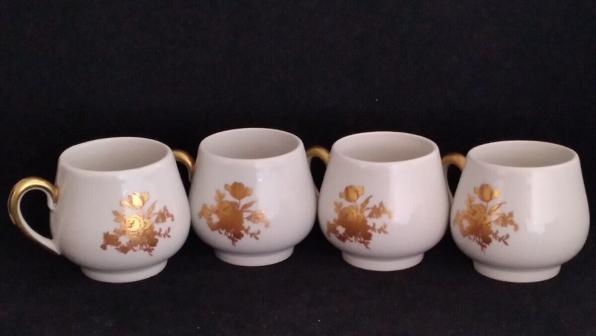 Set of 4 Limoges France Shabby Cherub Putti Cupid Decor Pots De Creme
