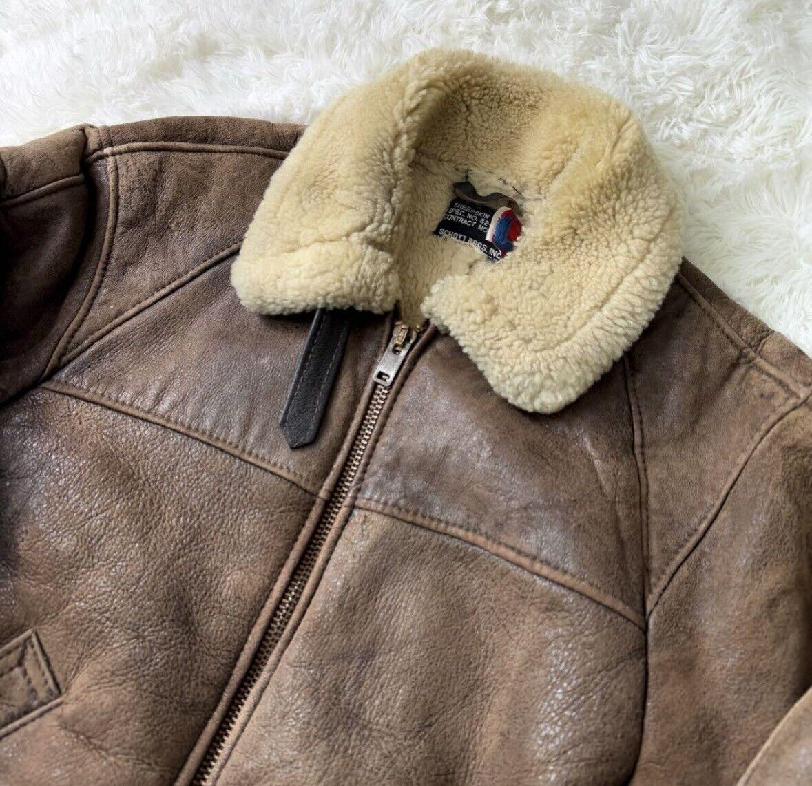 Schott Type B-6 Flight Mouton Bomber Leather Jacket Brown Schott Type B-6 Flight Mouton Bomber Leather Jacket Brown