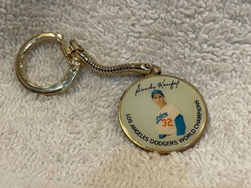 VINTAGE 1960's Sandy Koufax World Champions Metal Keychain, Los Angeles Dodgers! - Picture 1 of 2