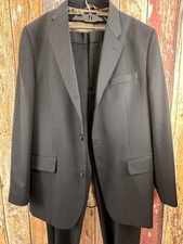 Banana Republic Men's Wool Blend Black Pinstripe 2 Piece Suit 44 Regular 36x29