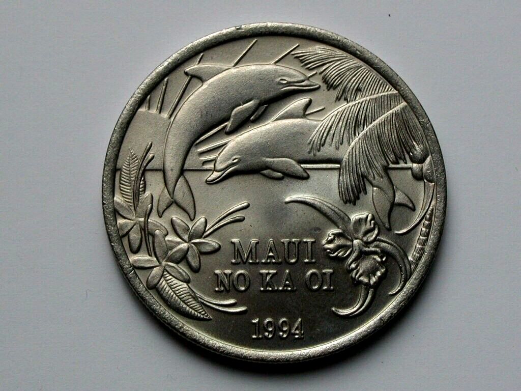 1994 Maui HAWAII Municipal Trade Dollar Token with Dolphin (Ocean