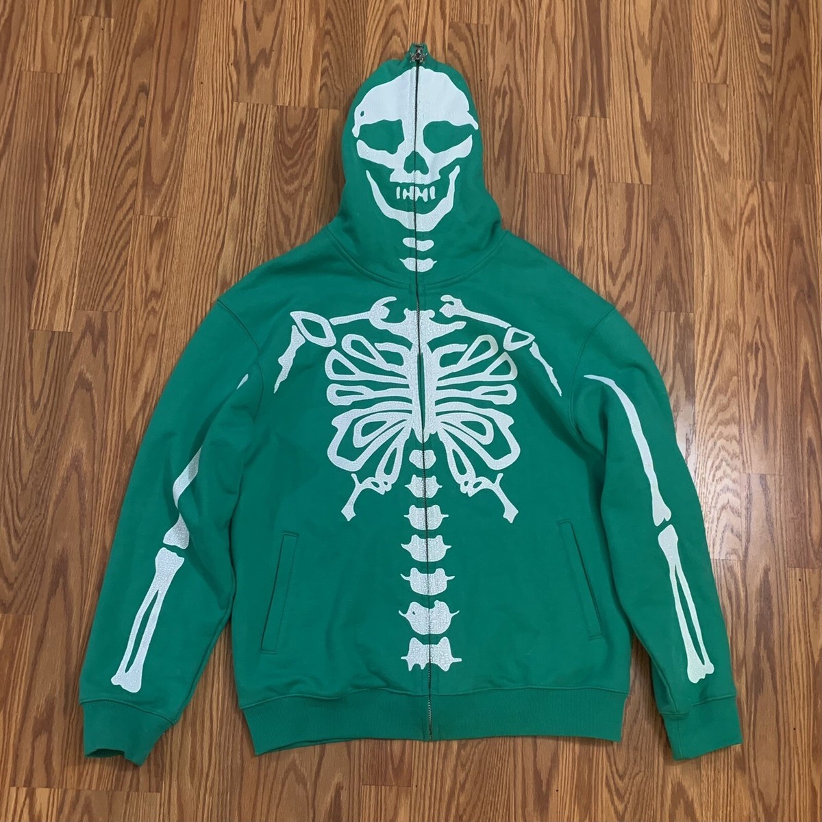 Mens DMCKal Who Skull Skeleton Bone Full Zip Hoodie Sweatshirt