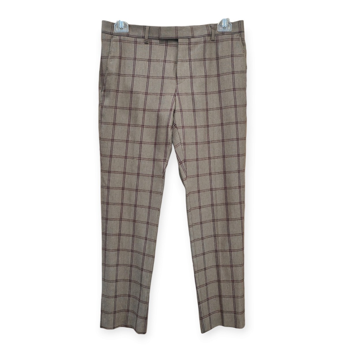 Suit Pants River Island Plaid Pants Slim Linen Pants Men Cream