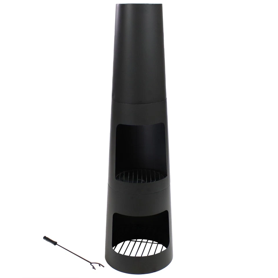 Fogueira chiminea de aço resistente com armazenamento de toras - 49 pol por Sunnydaze - Imagem 2 de 4