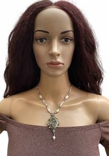 Vintage Floral Freshwater Pearls And Crystal Enamel Necklace