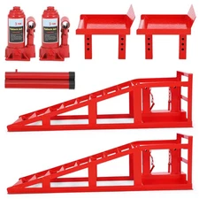 Car Ramps 5 Ton Hydraulic Lift Ramps Adjustable to 16.2" for Auto SUV Repair