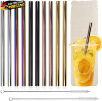 Yue Qin 10 StüCk Bunt Strohhalme Edelstahl Wiederverwendbar Bubble Tea Strohhalm