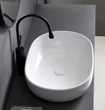 Minimalist Modern 24-Inch Ceramic Vanity Top-Mount Sink - Polished Porcelain