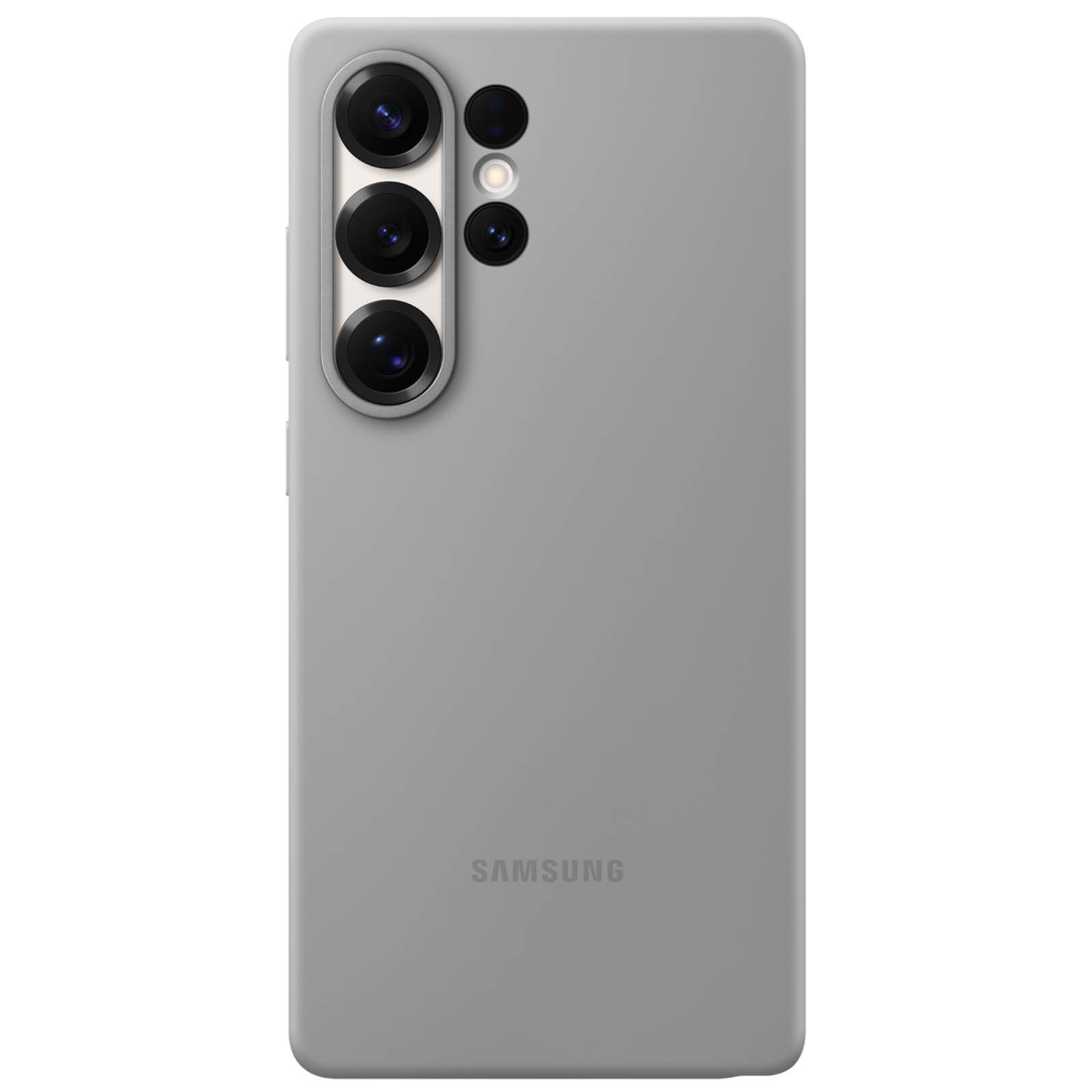 Coque silicone Samsung S25 Ultra anti-glisse protection fine gris