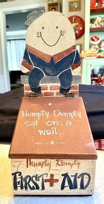 Wooden Humpty Dumpty First Aid Box with NEW ~ Sealed 150pc. First Aid Kit!