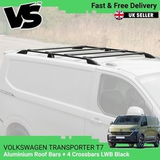Volkswagen Transporter T7 Aluminium Roof Bars + 4 Crossbars - LWB Black