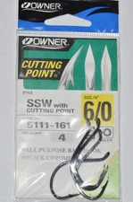 owner ssw black chrome finish all purpose bait hook size 6/0   5111-161