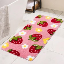 Homantic Pink Strawberry Bathroom Runner Rug 20"x47" Microfiber