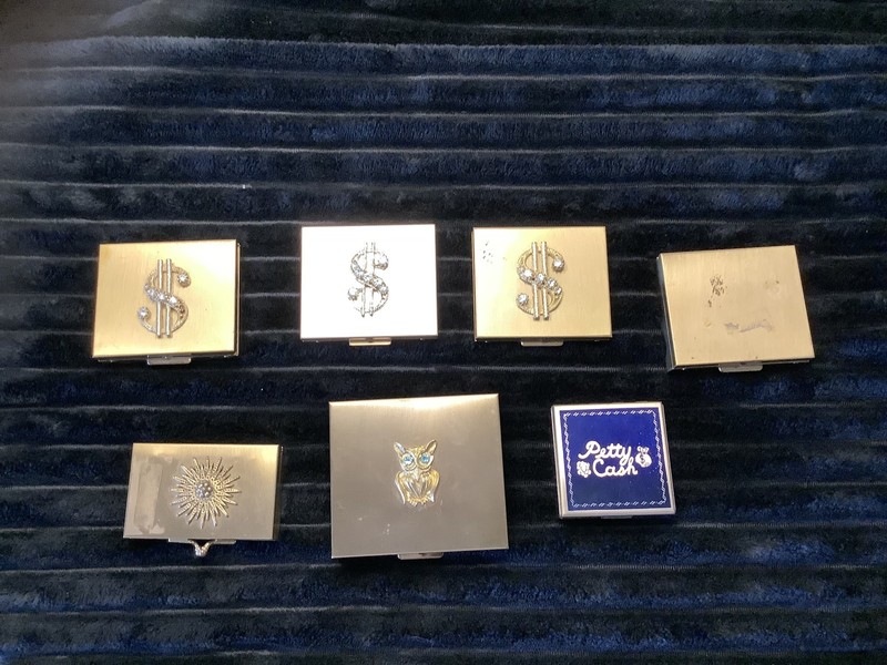 Collectable Vintage Coin Compacts (7) Gold Tone Estate Sale