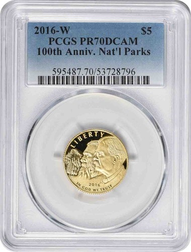 2016-W 100th Anniversary National Parks Commemorative $5 Gold PR70DCAM PCGS