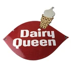 Vintage Dairy Queen Sign - Porcelain Diner Gas Pump Ice Cream Cone Sign