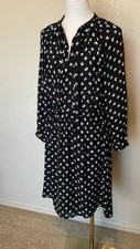 LOFT, Women’s, Dress, Long Sleeve, Elastic Waist, Black & Mint Green, Size: 6