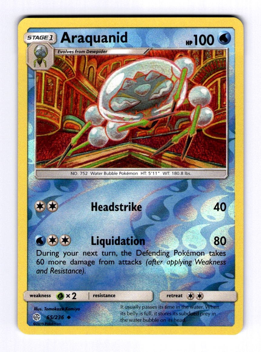 Araquanid SM - Cosmic Eclipse #65 (2019) Uncommon Reverse Holo NM Pokemon