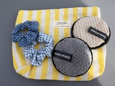CLEAN SPONGE Houppettes maquillage rondes, trousse maquillage et chouchou