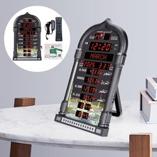 Black Azan Clock Remote Control Wall Clock with 5 Azan Sounds for Muslim Prayer