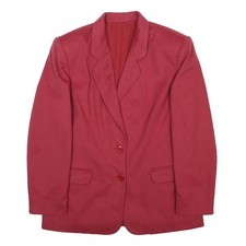 GVB Womens Red Jacket UK 12 Cashmere Blend Button Closure Classic Tailored Plain
