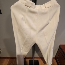Womens Cream Vintage Dress Pants - Classic Tailored Trousers