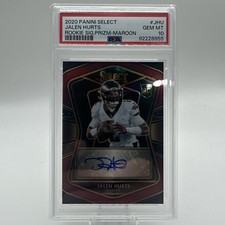 2020 PANINI SELECT JALEN HURTS 55/60 MAROON ROOKIE SIGNATURES PRIZM #JHU PSA 10