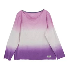 TALBOTS Long Sleeve Top Pink Purple Ombre 100% Cotton Size XL