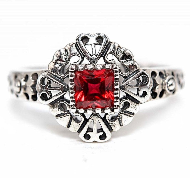 1CT Fire Garnet 925 Solid Sterling Silver Filigree Ring Jewelry Sz 6 PC12-3