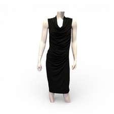 Michael Kors Collection draped Collar Side Gathered Black 6 Dress New $1395