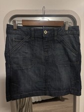 Calvin Klein Jeans Womens Blue Denim Mini Skirt Short Pockets Button Zip 27/4