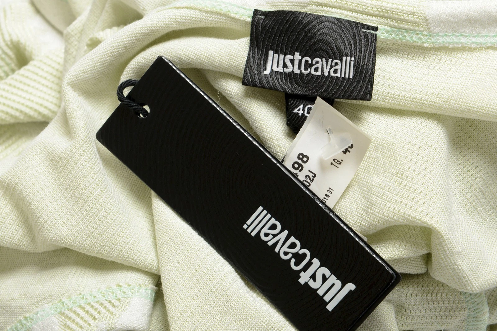 OFF WHITE Just Cavalli mini abito donna scollo a V bicolore US S IT 40