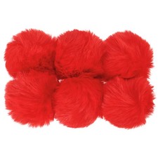 6 x Faux Fur Pom Poms for Hats Fluffy Soft Fur Poms Balls Red