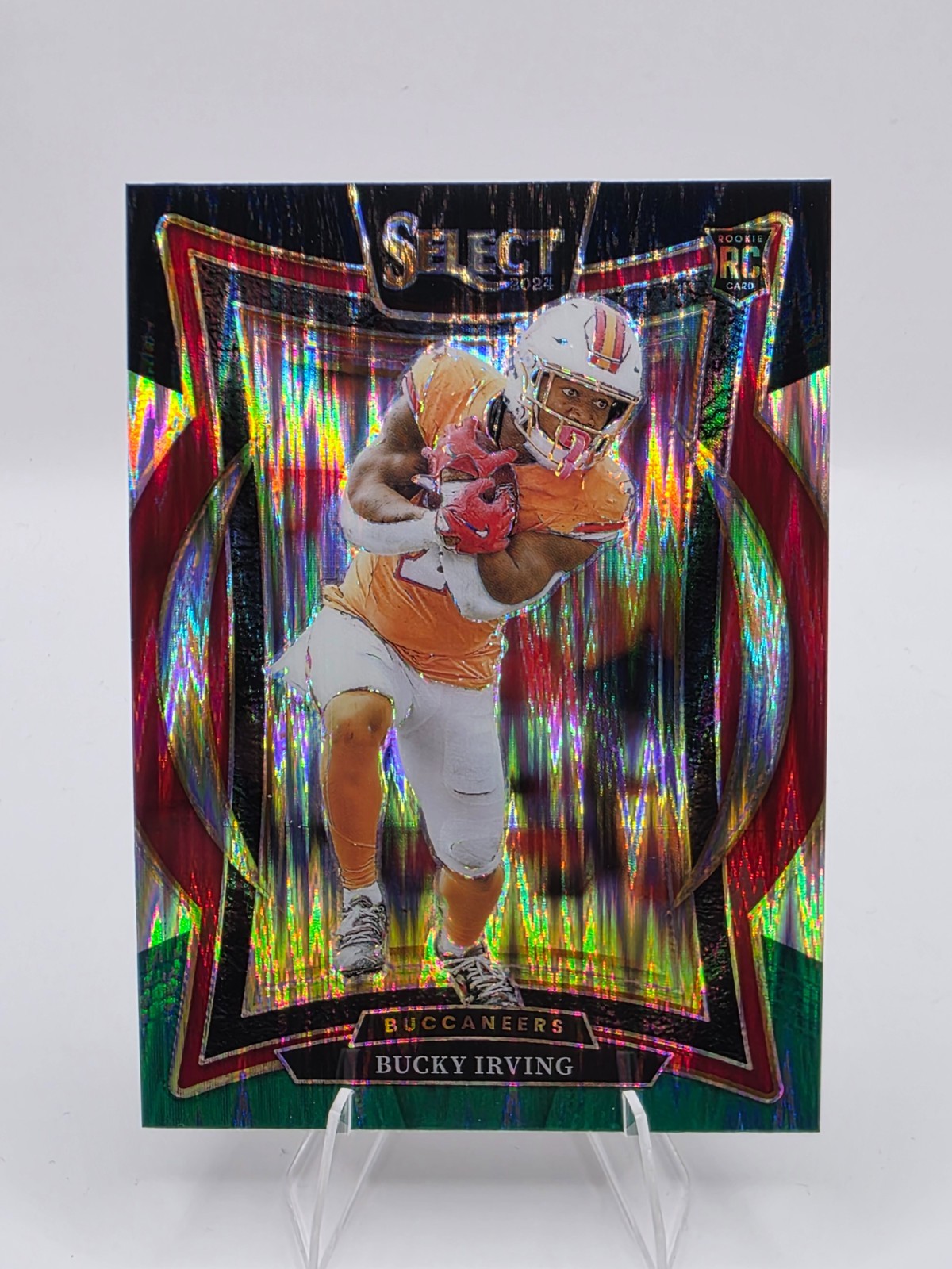 2024 Select Bucky Irving Concourse RC Green and Red Prizm Shock #4 Buccaneers