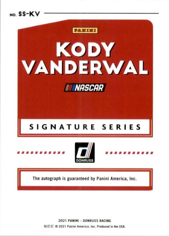 2021 Donruss Signature Series Red #6 Kody Vanderwal Auto /99 - Image 2 of 2