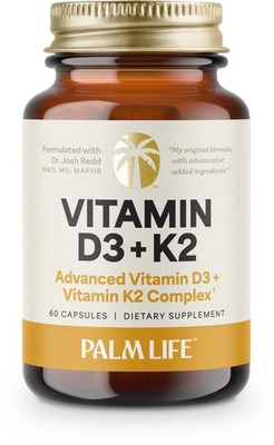 Palm Life Advanced Vitamin D3 + K2 Complex, 60 Capsules, 30 Servings