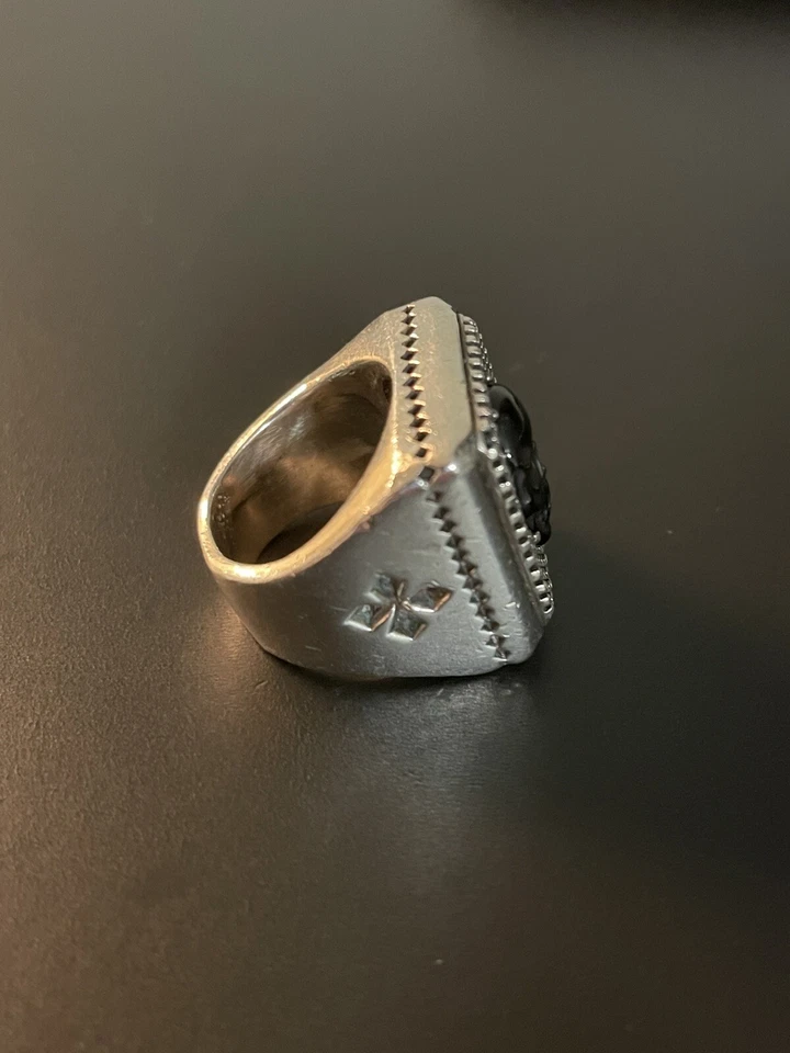 King Baby Sterling With Black Jet Skull Ring Size 11 1/2 Over 2oz. - Image 4 of 4