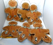 Handmade Gingerbread Man Ornament Paper Bag 9" Lot of 6 Christmas Holiday
