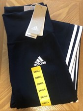 Adidas Women's High Rise 7/8 Leggings 3 White Stripe Black Small With Pocket