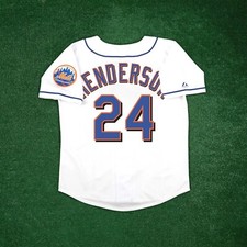 Rickey Henderson 1999 New York Mets Men's Alternate White Jersey w/ Team Patch