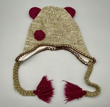 Child s Sherpa Style Ear Ski Flaps, Knit Hat, Flower, Tassels, Fleece Lined