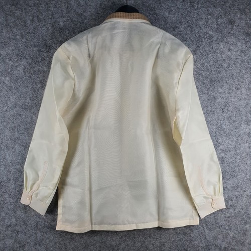 Barong Tagalog Shirt Large Beige Cream Long Sleeve Double Collared NEW 9020 - Bild 10 von 11